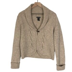 REI Tan Shawl Collar Toggle Cardigan Sweater
